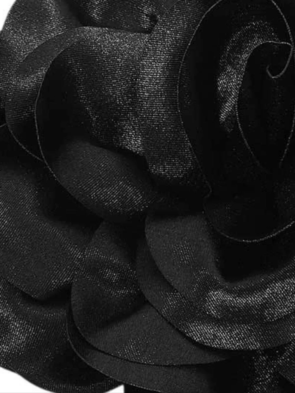 Black Oversized Fabric Camellia Flower Brooch Pin Hairpin 3D Womens Statement